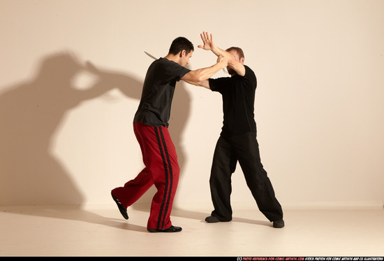 Adult Athletic White Martial art Moving poses Sportswear Men