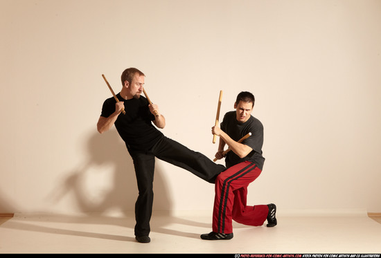 Adult Athletic White Martial art Moving poses Sportswear Men