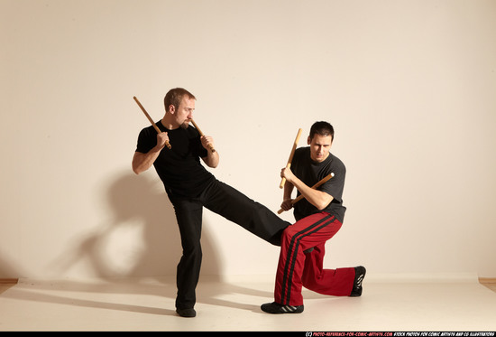 Adult Athletic White Martial art Moving poses Sportswear Men