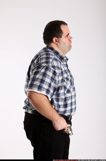 Man Adult Chubby White Fighting with gun Standing poses Casual