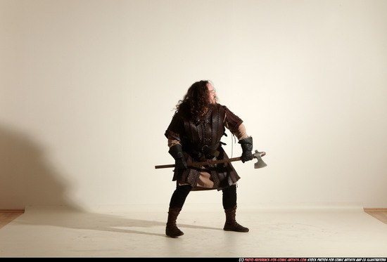 Man Adult Chubby White Fighting with sword Moving poses Army