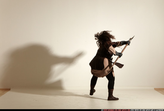 Man Adult Chubby White Fighting with sword Moving poses Army