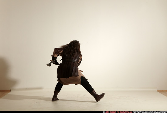 Man Adult Chubby White Fighting with sword Moving poses Army