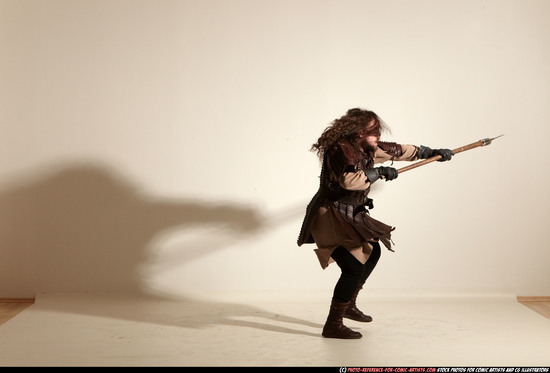 Man Adult Chubby White Fighting with sword Moving poses Army