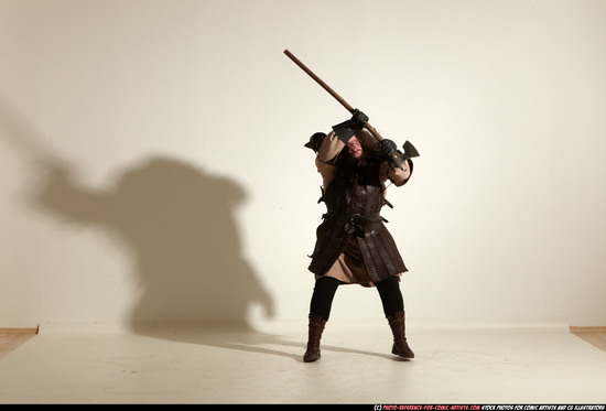 Man Adult Chubby White Fighting with sword Moving poses Army