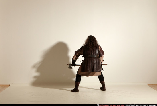 Man Adult Chubby White Fighting with sword Moving poses Army