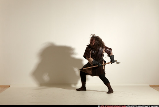 Man Adult Chubby White Fighting with sword Moving poses Army