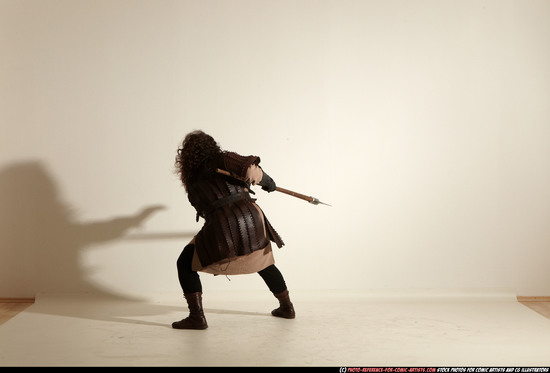 Man Adult Chubby White Fighting with sword Moving poses Army