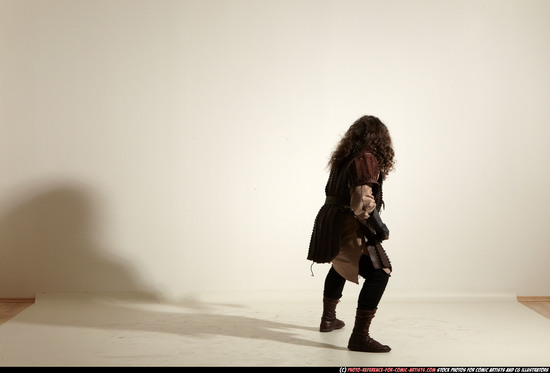 Man Adult Chubby White Fighting with sword Moving poses Army