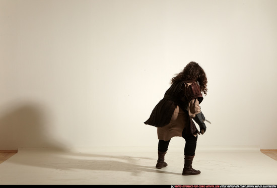 Man Adult Chubby White Fighting with sword Moving poses Army