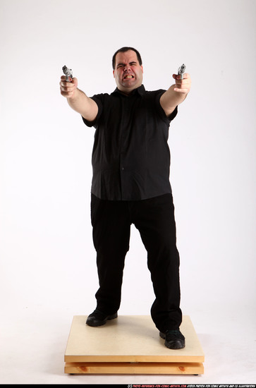 Man Adult Chubby White Fighting with gun Standing poses Business