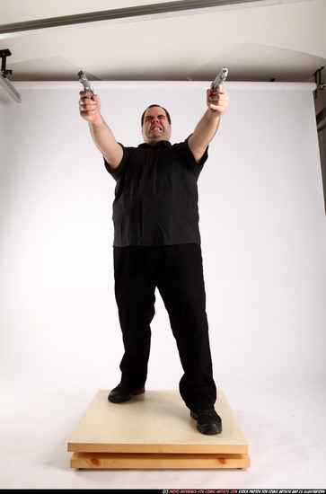 Man Adult Chubby White Fighting with gun Standing poses Business