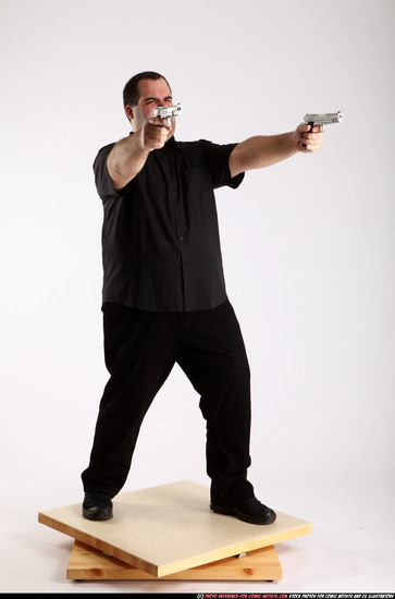 Man Adult Chubby White Fighting with gun Standing poses Business