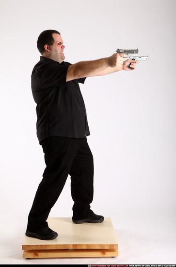 Man Adult Chubby White Fighting with gun Standing poses Business