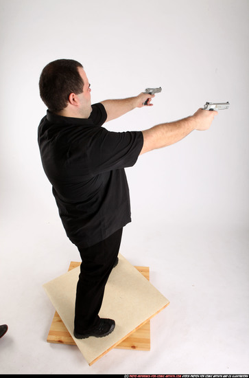 Man Adult Chubby White Fighting with gun Standing poses Business