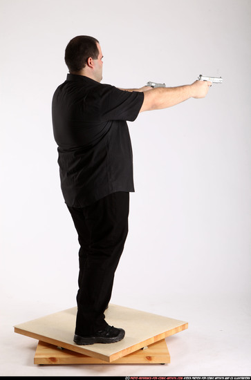 Man Adult Chubby White Fighting with gun Standing poses Business