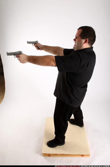 Man Adult Chubby White Fighting with gun Standing poses Business