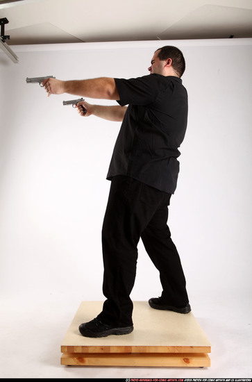 Man Adult Chubby White Fighting with gun Standing poses Business