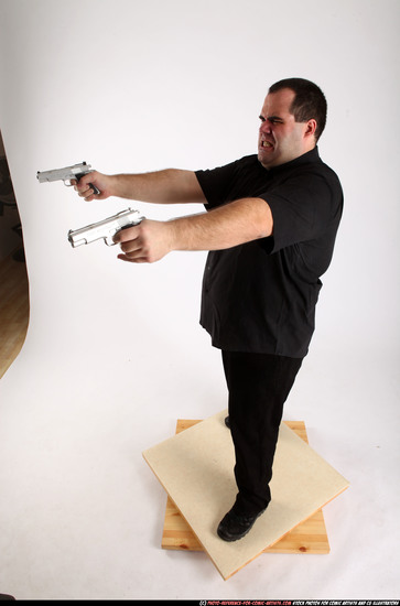 Man Adult Chubby White Fighting with gun Standing poses Business