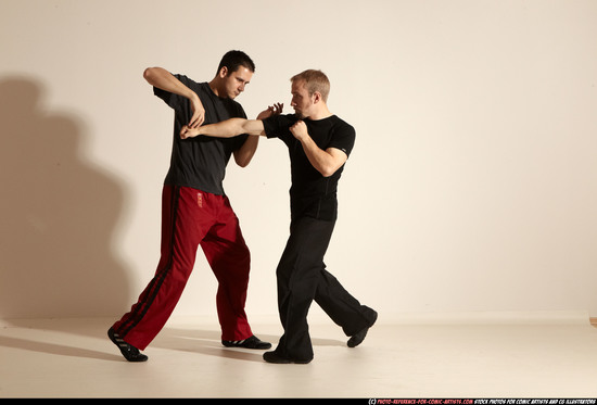 Adult Athletic White Martial art Moving poses Sportswear Men