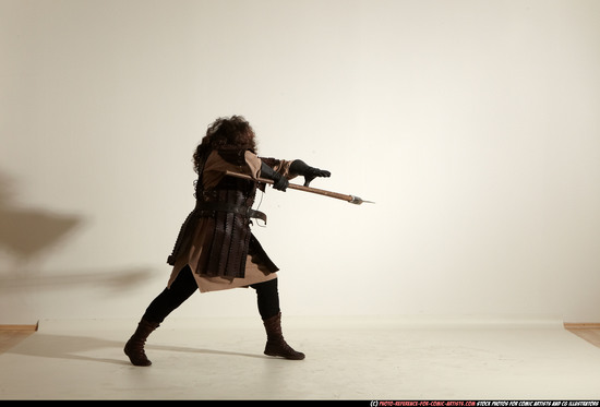 Man Adult Chubby White Fighting with sword Moving poses Army