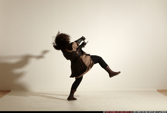 Man Adult Chubby White Fighting with sword Moving poses Army