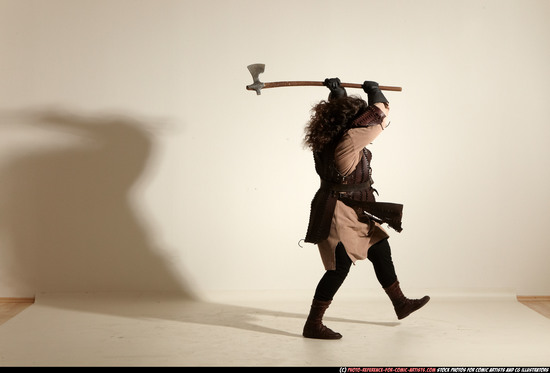 Man Adult Chubby White Fighting with sword Moving poses Army