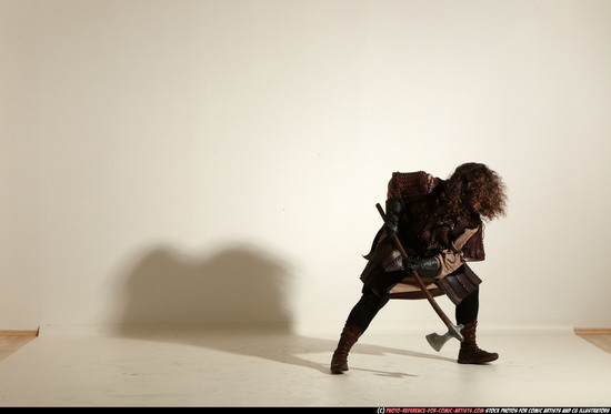 Man Adult Chubby White Fighting with sword Moving poses Army