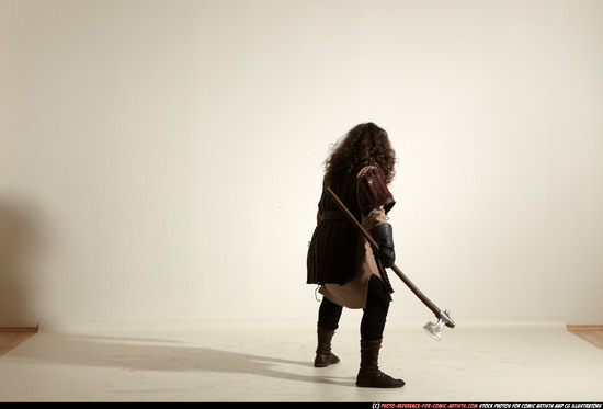 Man Adult Chubby White Fighting with sword Moving poses Army