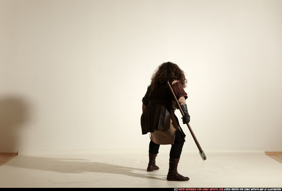 Man Adult Chubby White Fighting with sword Moving poses Army