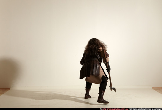 Man Adult Chubby White Fighting with sword Moving poses Army