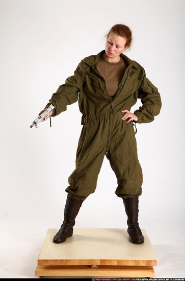 Woman Adult Athletic White Fighting with gun Standing poses Army