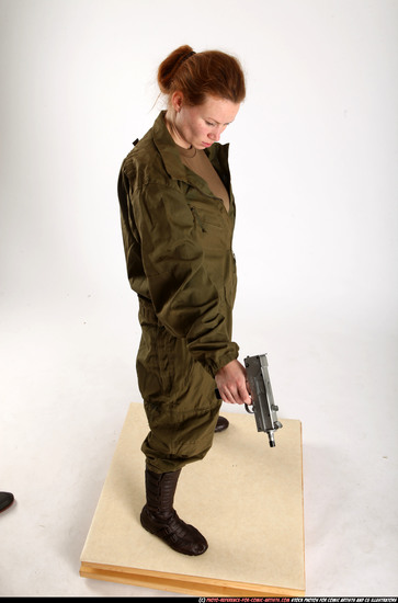 Woman Adult Athletic White Fighting with gun Standing poses Army