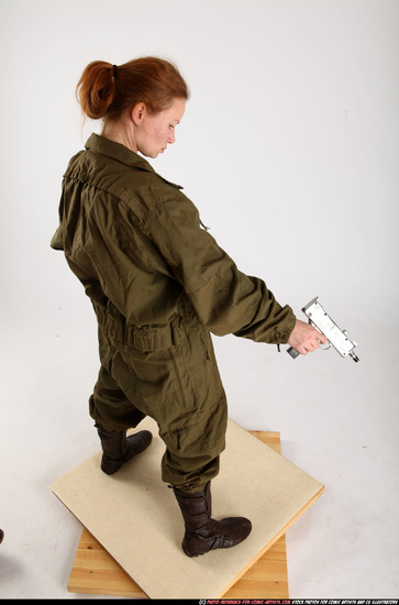 Woman Adult Athletic White Fighting with gun Standing poses Army