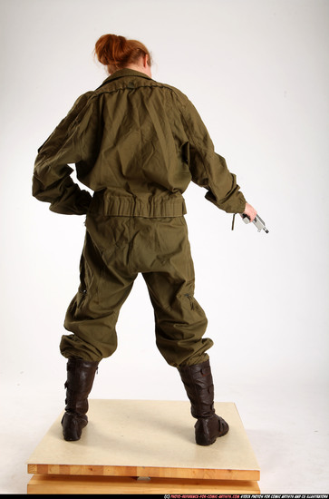 Woman Adult Athletic White Fighting with gun Standing poses Army