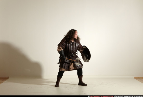 Man Adult Chubby White Fighting with sword Moving poses Army