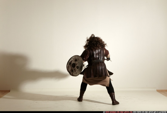 Man Adult Chubby White Fighting with sword Moving poses Army