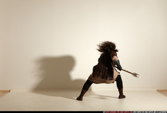 Man Adult Chubby White Fighting with sword Moving poses Army