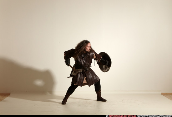 Man Adult Chubby White Fighting with sword Moving poses Army