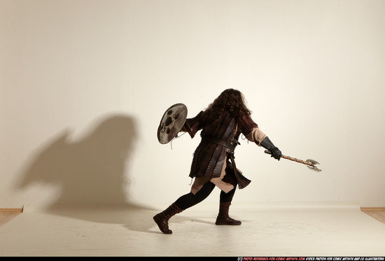 Man Adult Chubby White Fighting with sword Moving poses Army