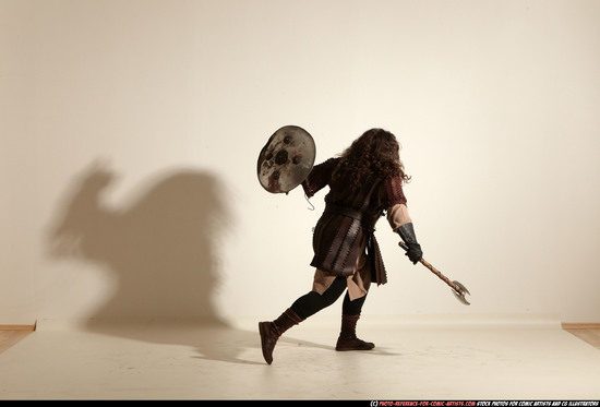 Man Adult Chubby White Fighting with sword Moving poses Army