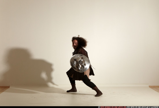 Man Adult Chubby White Fighting with sword Moving poses Army