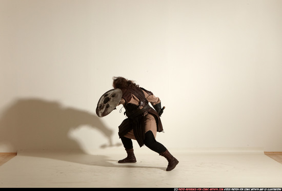 Man Adult Chubby White Fighting with sword Moving poses Army