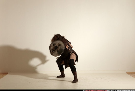 Man Adult Chubby White Fighting with sword Moving poses Army