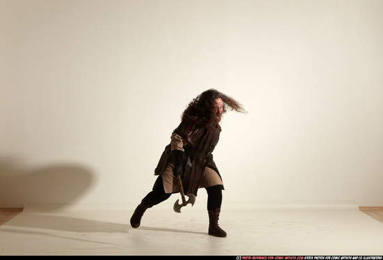 Man Adult Chubby White Fighting with sword Moving poses Army