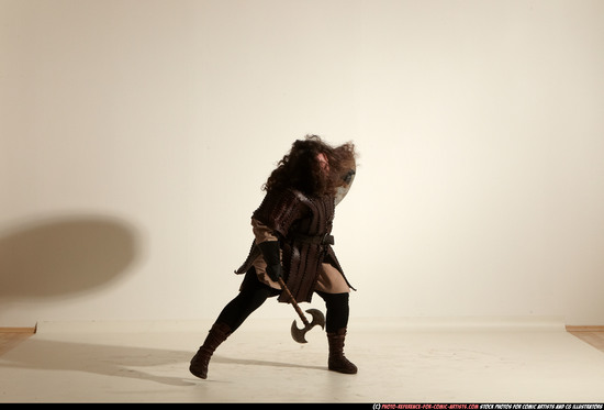 Man Adult Chubby White Fighting with sword Moving poses Army