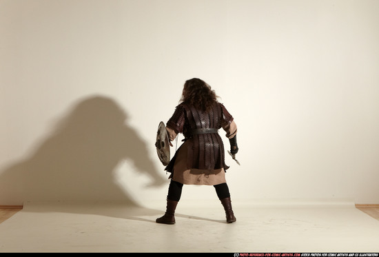 Man Adult Chubby White Fighting with sword Moving poses Army