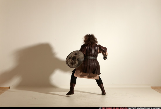 Man Adult Chubby White Fighting with sword Moving poses Army