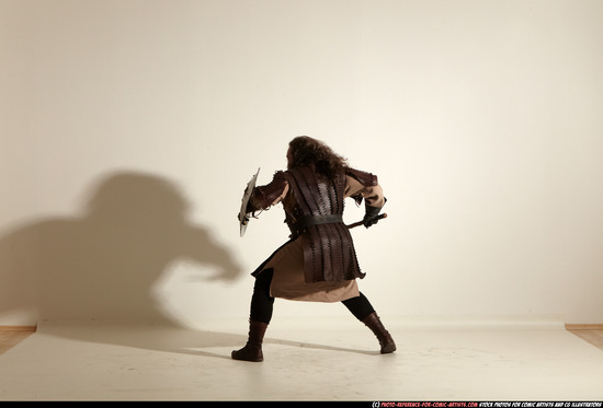 Man Adult Chubby White Fighting with sword Moving poses Army