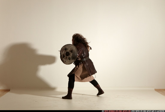 Man Adult Chubby White Fighting with sword Moving poses Army